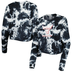 Chicago Bulls Women's Tie Dye Cropped Long Sleeve T-Shirt Black - New Era