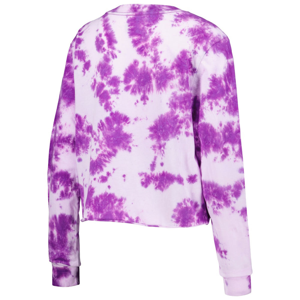 Los Angeles Lakers Women's Tie Dye Cropped Long Sleeve T-Shirt Purple - New Era