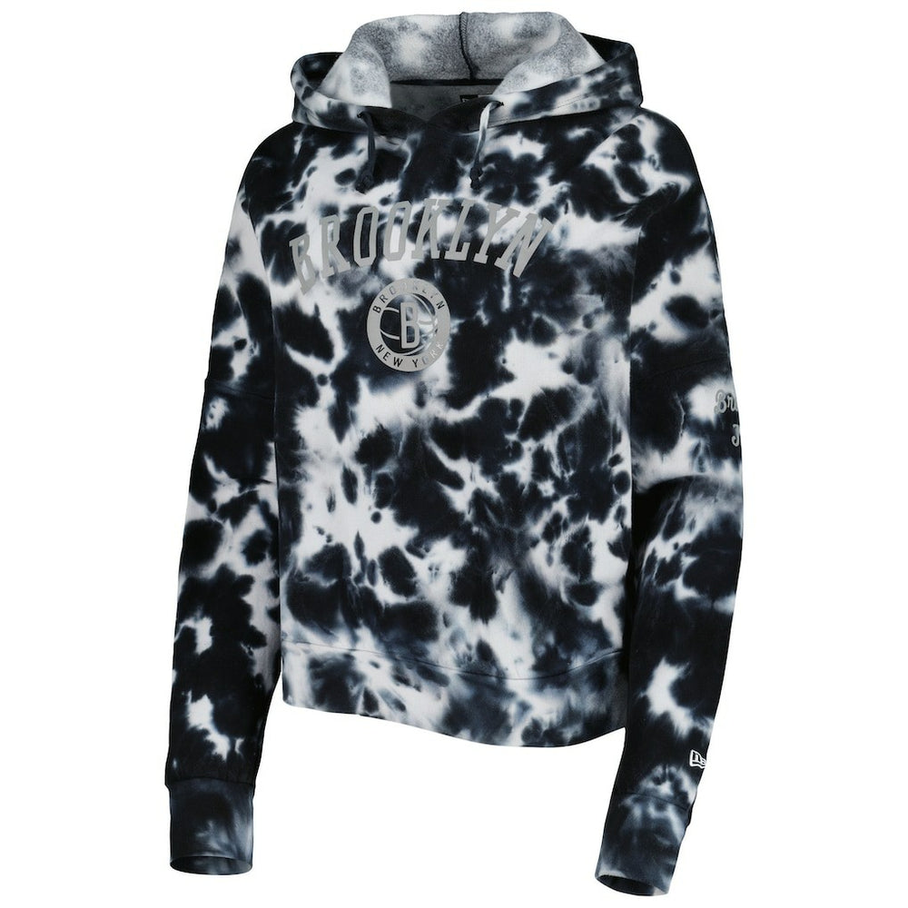 Brooklyn Nets Women's Brushed Cotton Tie-Dye Pullover Hoodie Black - New Era