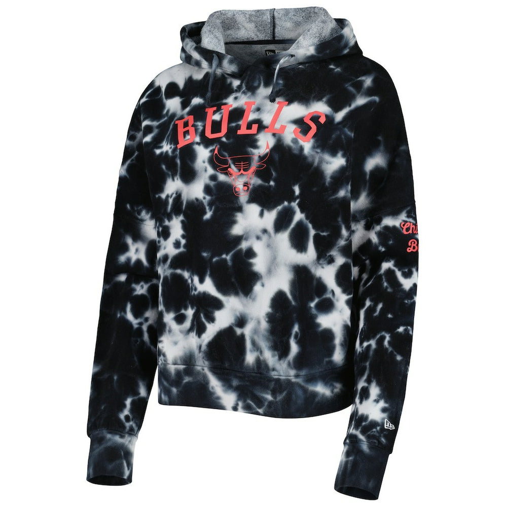 Chicago Bulls Women's Brushed Cotton Tie-Dye Pullover Hoodie Black - New Era