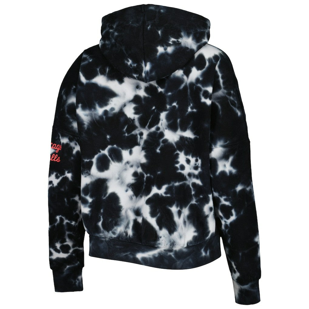Chicago Bulls Women's Brushed Cotton Tie-Dye Pullover Hoodie Black - New Era