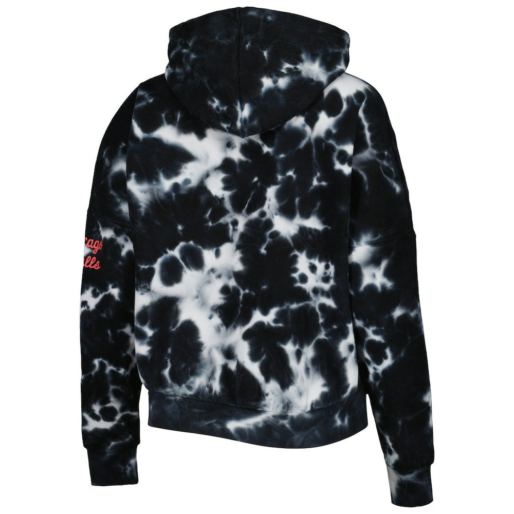 Chicago Bulls Women's Brushed Cotton Tie-Dye Pullover Hoodie Black - New Era
