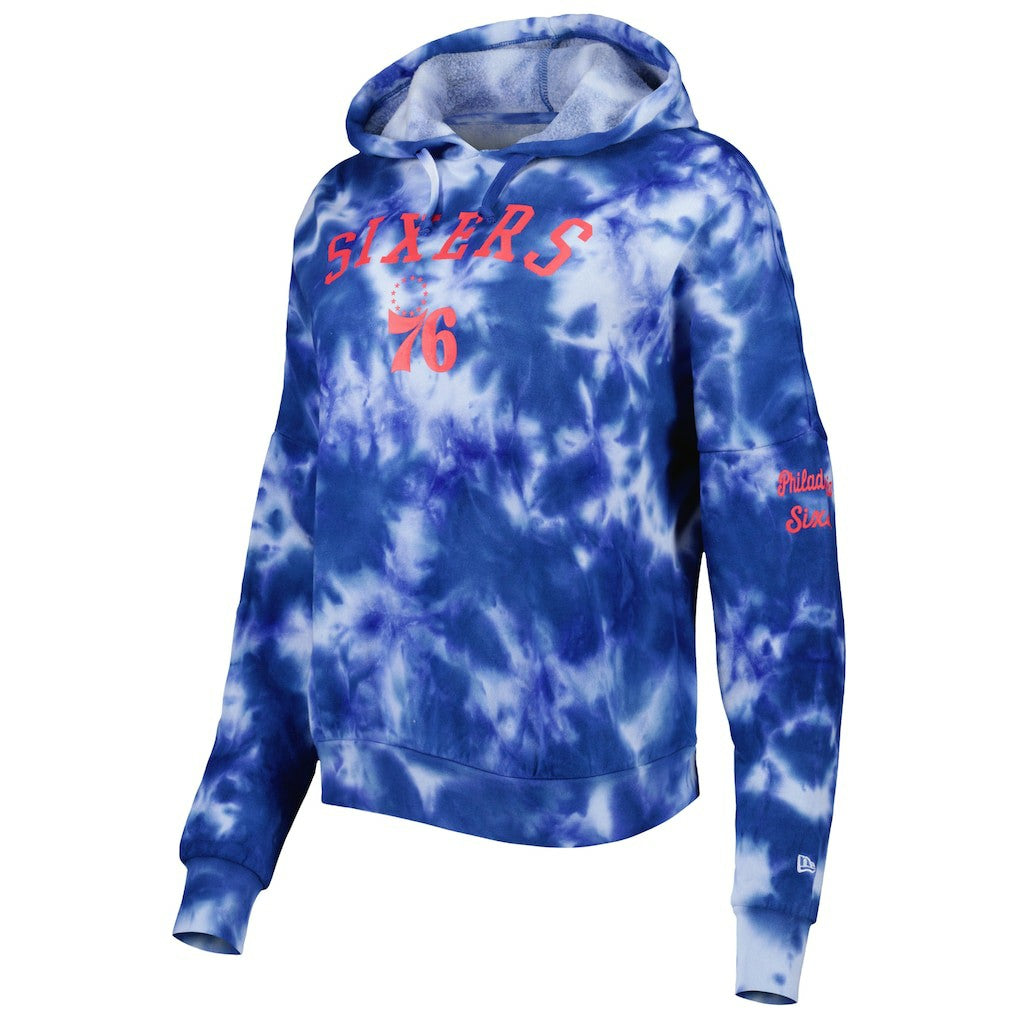 Philadelphia 76ers Women's Brushed Cotton Tie-Dye Pullover Hoodie Royal - New Era