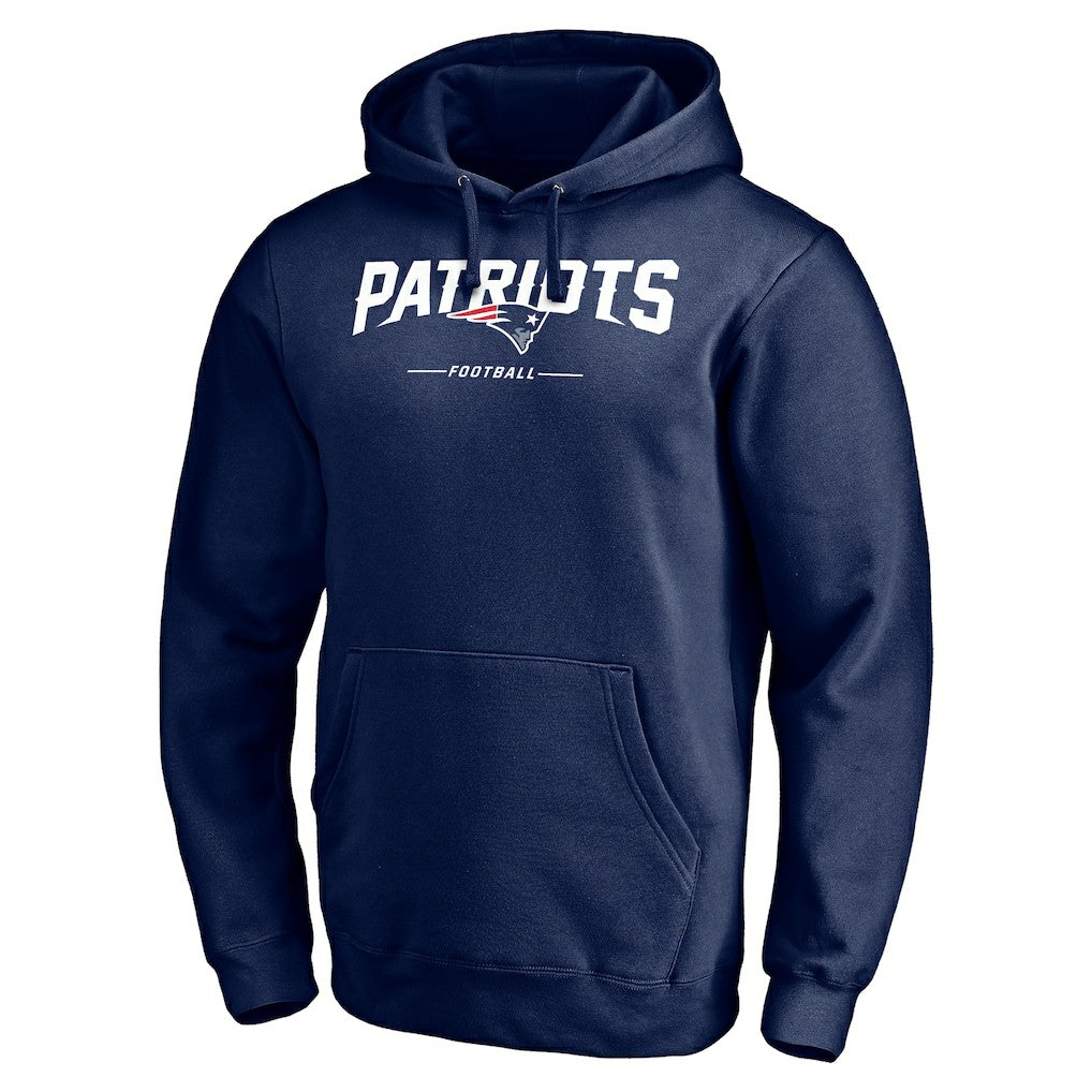 New England Patriots Logo Team Lockup Fitted Pullover Hoodie - Navy Hoodies
