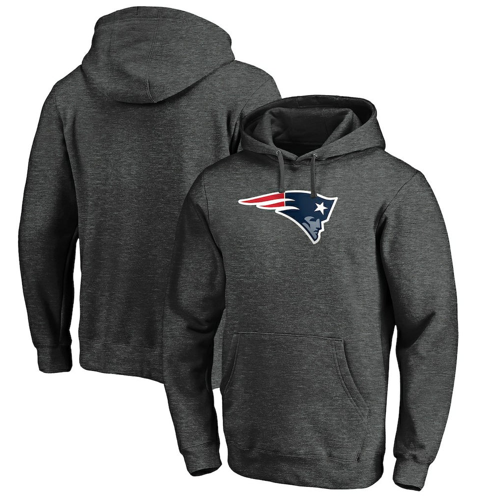 New England Patriots Primary Logo Fitted Pullover Hoodie - Charcoal Hoodies