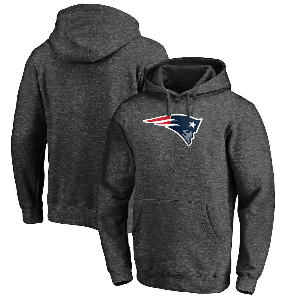 New England Patriots Primary Logo Fitted Pullover Hoodie - Charcoal Hoodies