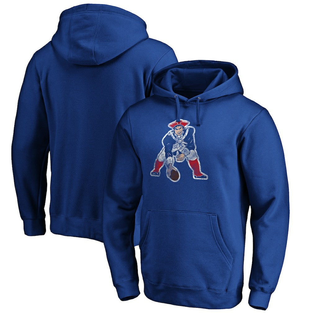 New England Patriots Throwback Logo Pullover Hoodie - Royal Hoodies