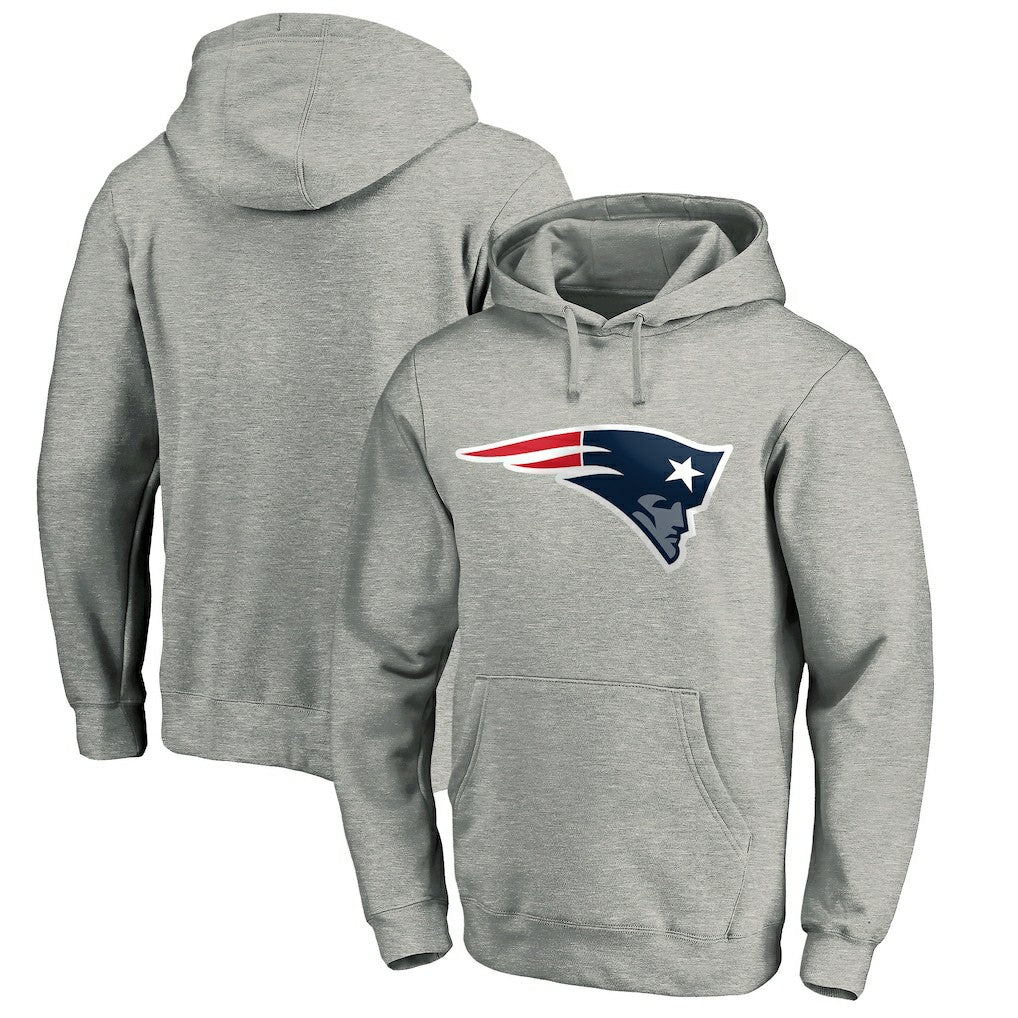 New England Patriots Primary Logo Fitted Pullover Hoodie - Heather Gray Hoodies