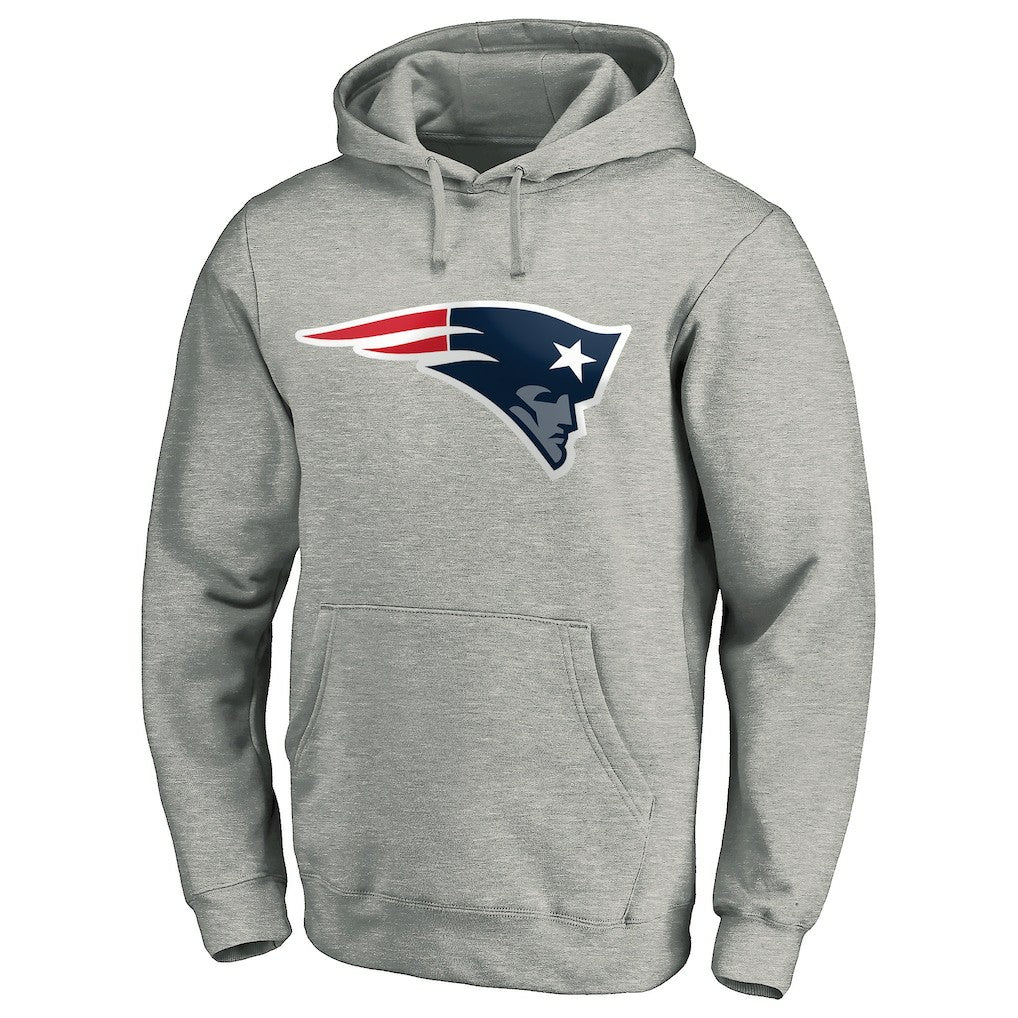 New England Patriots Primary Logo Fitted Pullover Hoodie - Heather Gray Hoodies