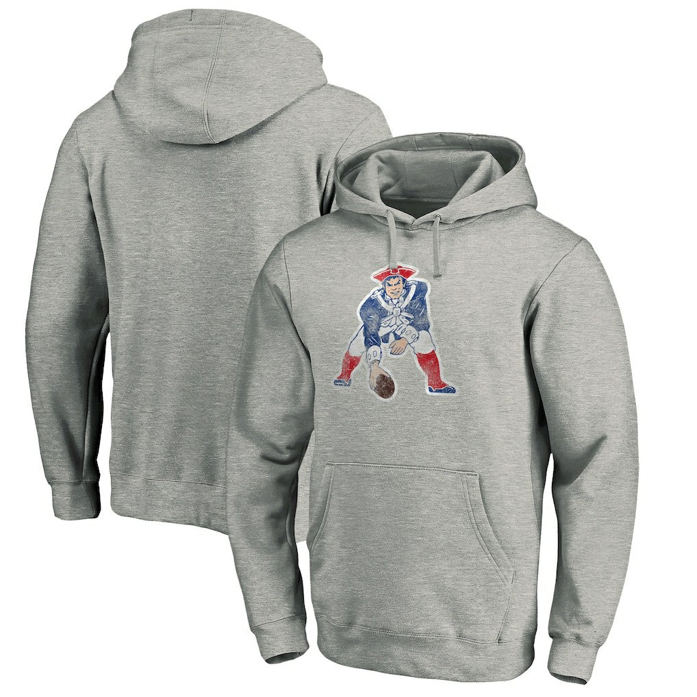 New England Patriots Throwback Logo Pullover Hoodie - Heathered Gray Hoodies