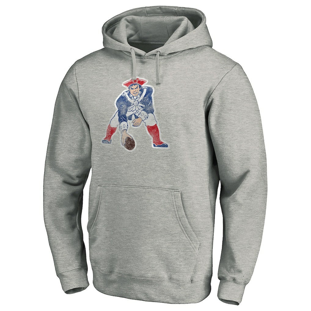 New England Patriots Throwback Logo Pullover Hoodie - Heathered Gray Hoodies