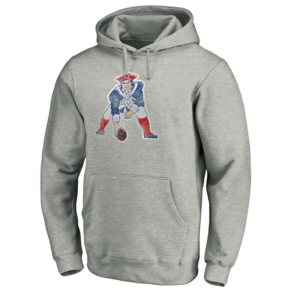 New England Patriots Throwback Logo Pullover Hoodie - Heathered Gray Hoodies