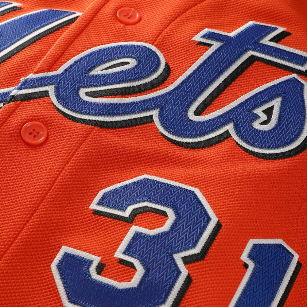 Mike Piazza New York Mets Mitchell & Ness Cooperstown Collection Mesh Batting Practice Button-Up Jersey - Orange Jerseys