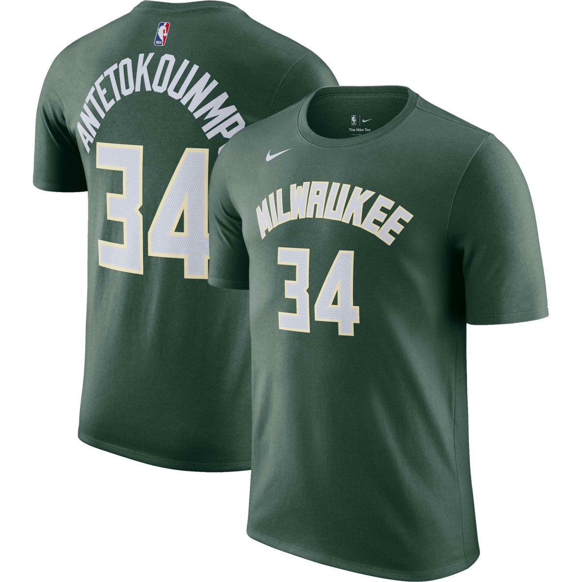 Giannis Antetokounmpo Milwaukee Bucks Icon 2022/23 Name & Number T-Shirt Hunter Green - Nike outlet