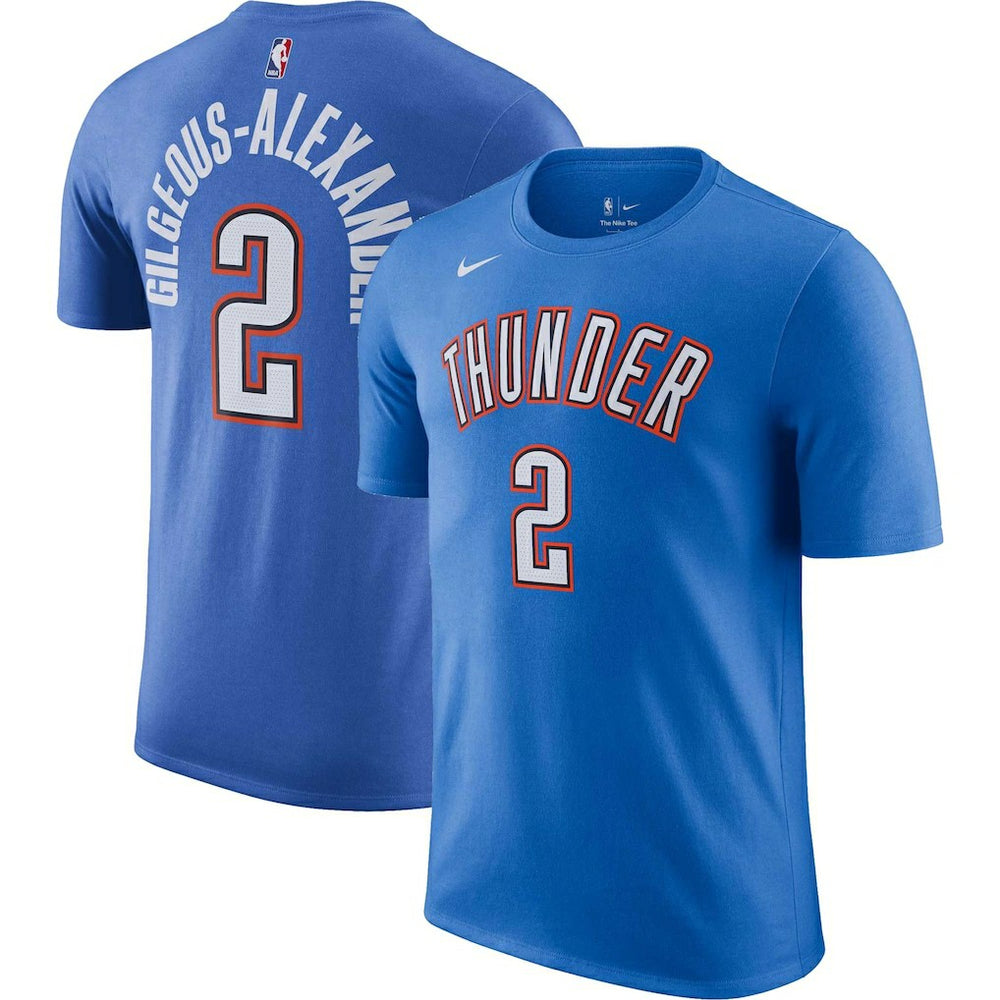Shai Gilgeous-Alexander Oklahoma City Thunder Icon 2022/23 Name & Number T-Shirt Blue - Nike