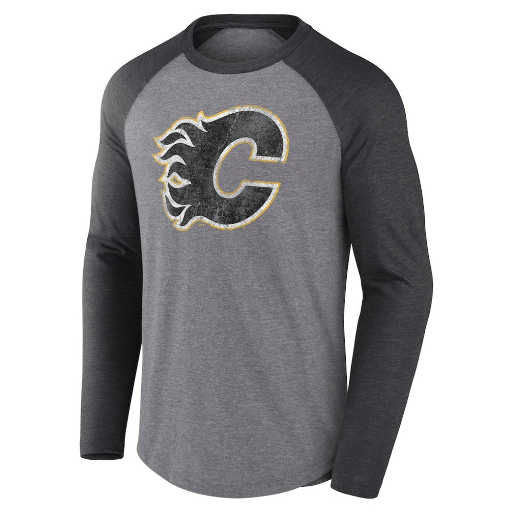 Calgary Flames Fanatics Special Edition Long Sleeve Tri-Blend Raglan T-Shirt - Heather Gray | US 4659621