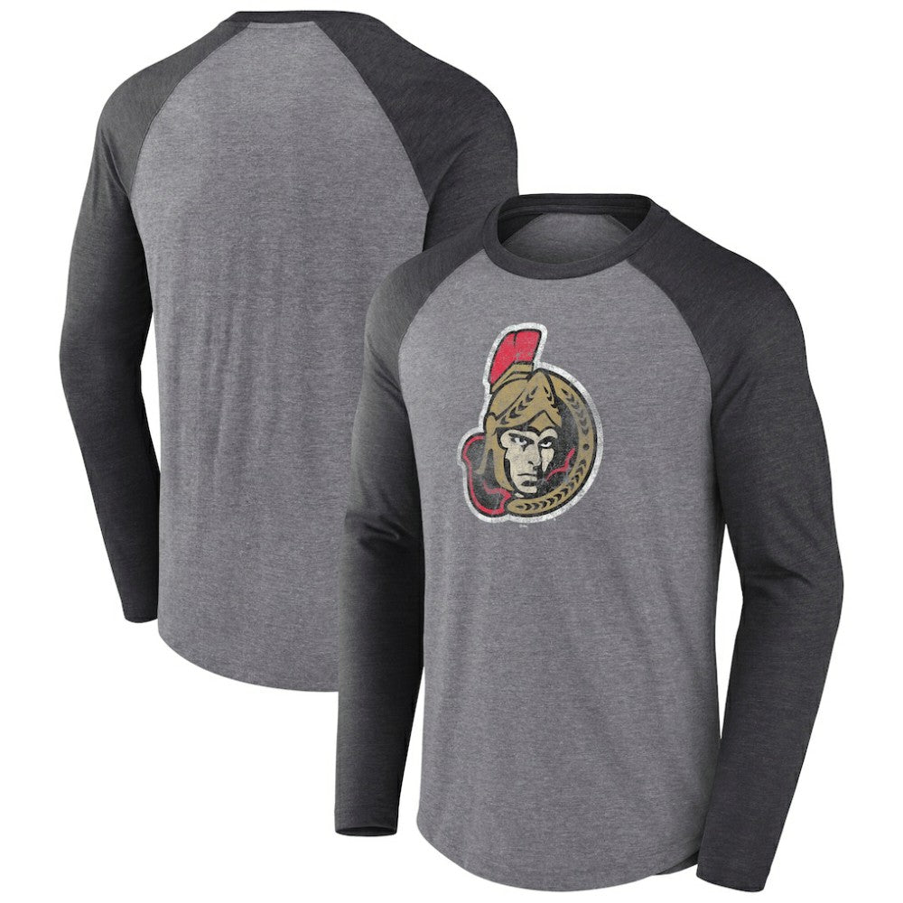 Ottawa Senators Fanatics Special Edition Long Sleeve Tri-Blend Raglan T-Shirt - Heather Gray | US 4659622