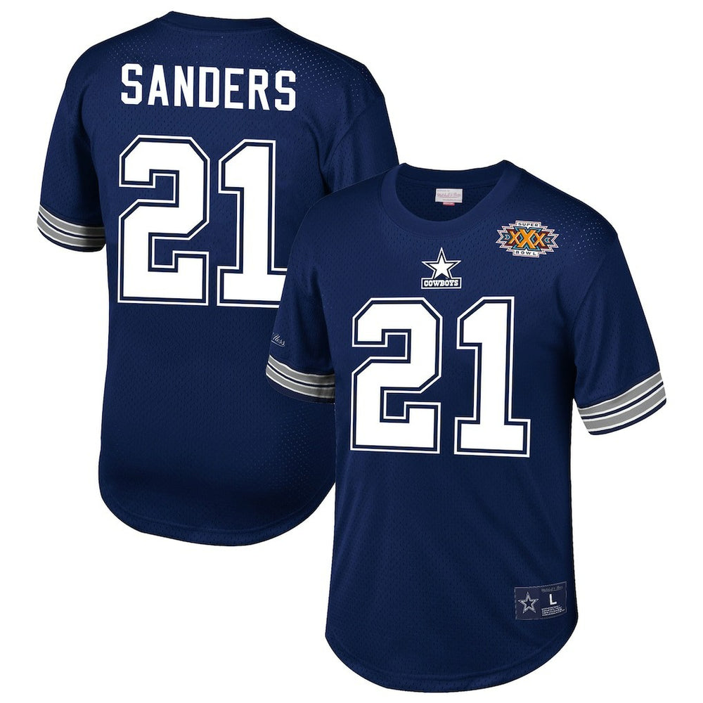 Deion Sanders Dallas Cowboys Retired Player Name & Number Mesh Top - Navy Tops