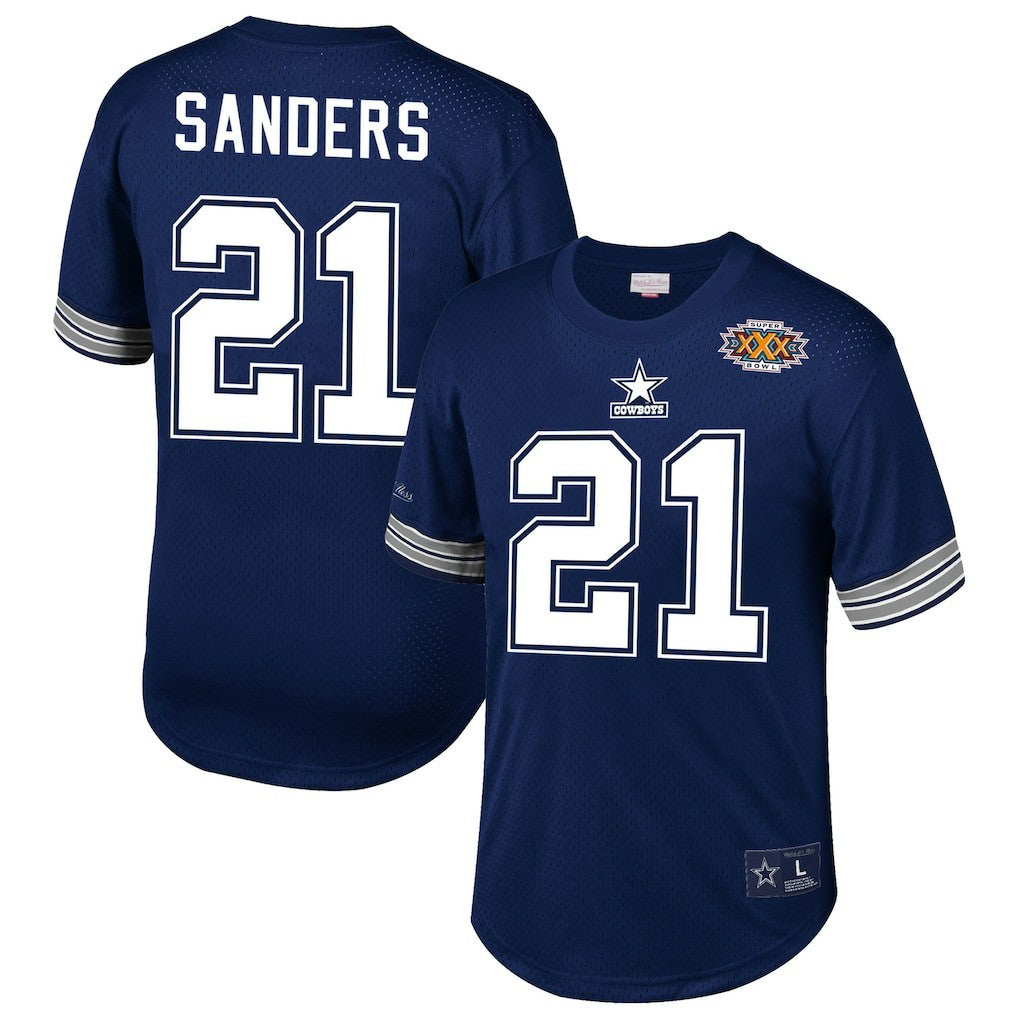 Deion Sanders Dallas Cowboys Retired Player Name & Number Mesh Top - Navy Tops