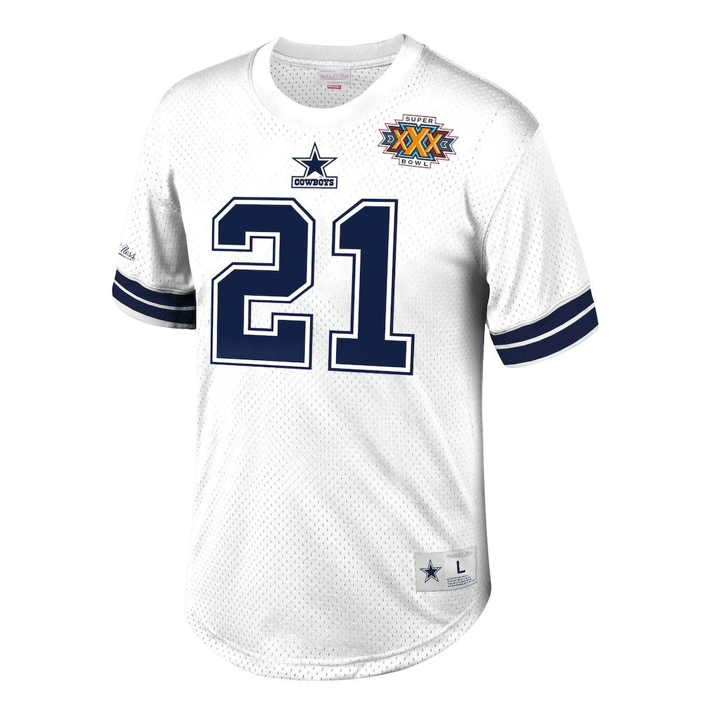 Deion Sanders Dallas Cowboys Retired Player Name & Number Mesh Top - White Tops