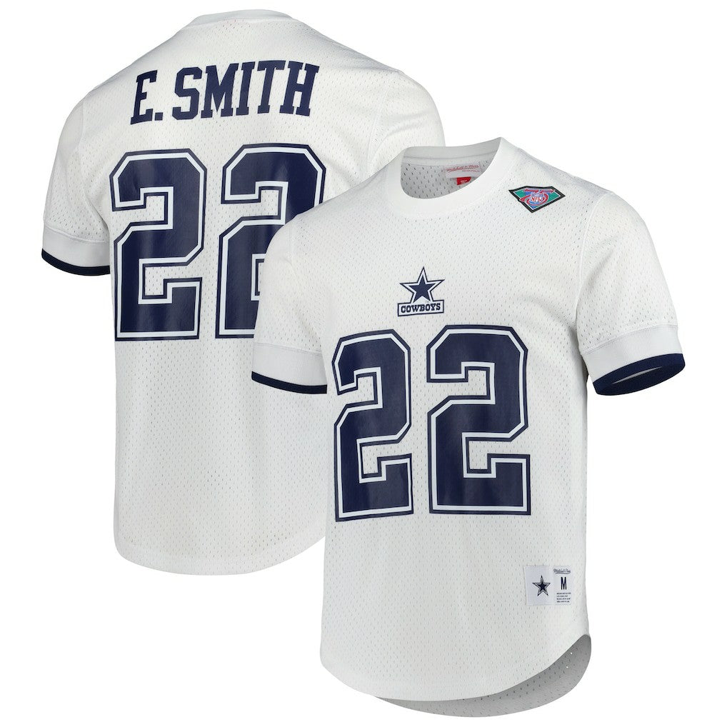 Emmitt Smith Dallas Cowboys Retired Player Name & Number Mesh Top - White Tops