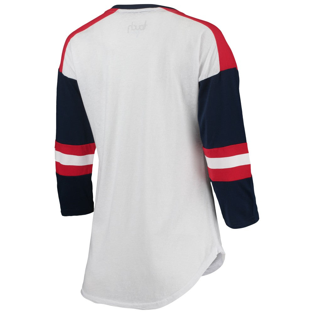 Minnesota Twins Touch Women's Base Runner 3/4-Sleeve V-Neck T-Shirt - White/Red T-shirts