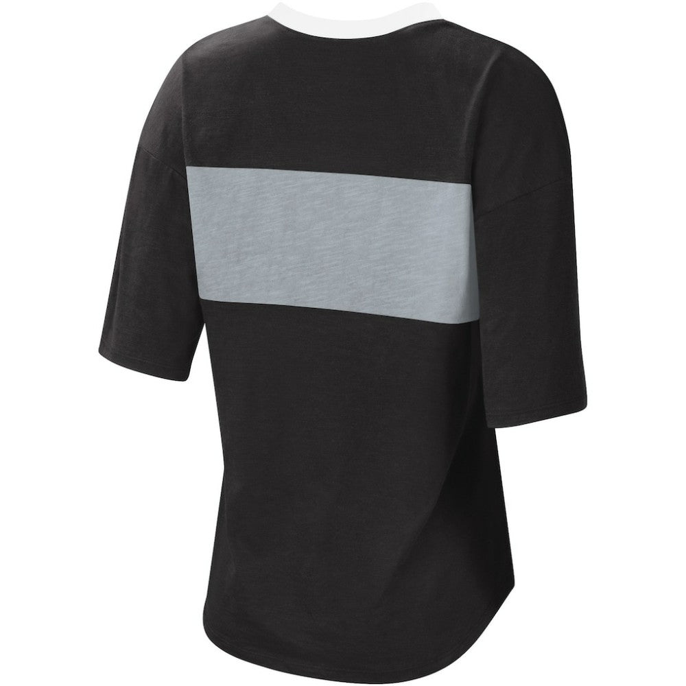 Chicago White Sox Touch Women's Lead Off Notch Neck T-Shirt - Black/Silver T-shirts