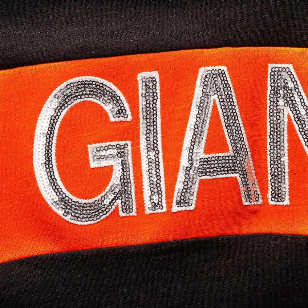 San Francisco Giants Touch Women's Lead Off Notch Neck T-Shirt - Black/Orange T-shirts
