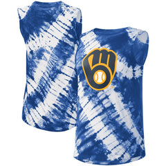 Milwaukee Brewers Touch Women's Money Ball Tie-Dye Tank Top - Blue Tanks