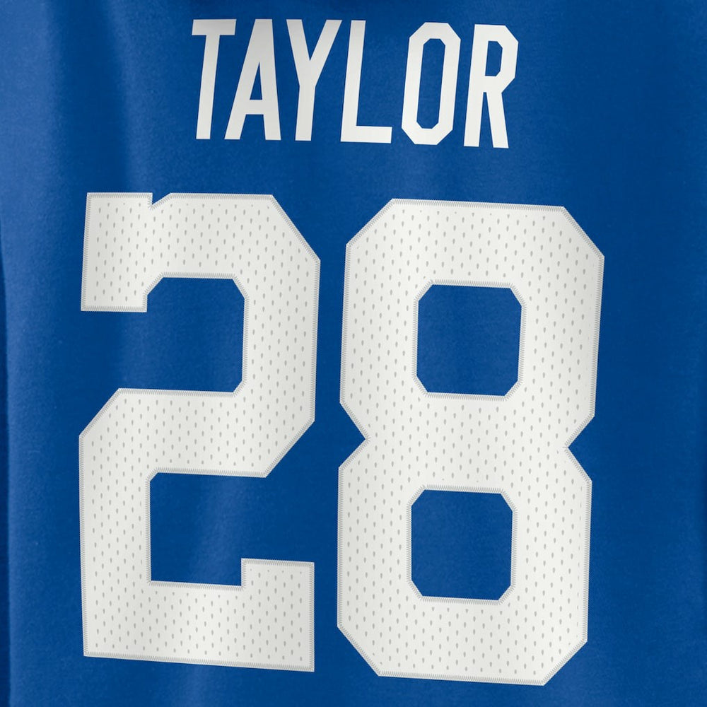 Jonathan Taylor Indianapolis Colts Women's Player Icon Name & Number V-Neck Pullover Hoodie - Royal Hoodies