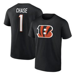 Ja'Marr Chase Cincinnati Bengals Player Icon Name & Number T-Shirt - Black T-shirts