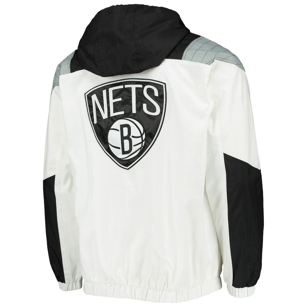 Brooklyn Nets Starter Striker Crinkle Half-Zip Hoodie Jacket White