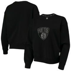 Brooklyn Nets DKNY Sport Women's Carrie Rhinestone Pullover Sweatshirt Black outlet