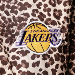 Los Angeles Lakers DKNY Sport Women's Gabriella Windbreaker Half-Zip Hoodie Leopard