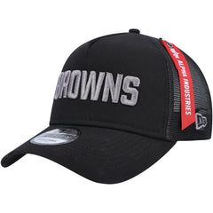 Cleveland Browns New Era x Alpha Industries A-Frame 9FORTY Trucker Snapback Hat - Black Hats