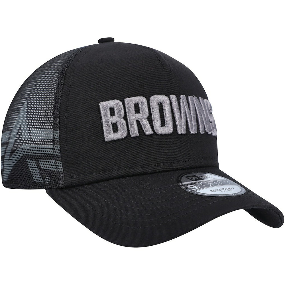 Cleveland Browns New Era x Alpha Industries A-Frame 9FORTY Trucker Snapback Hat - Black Hats