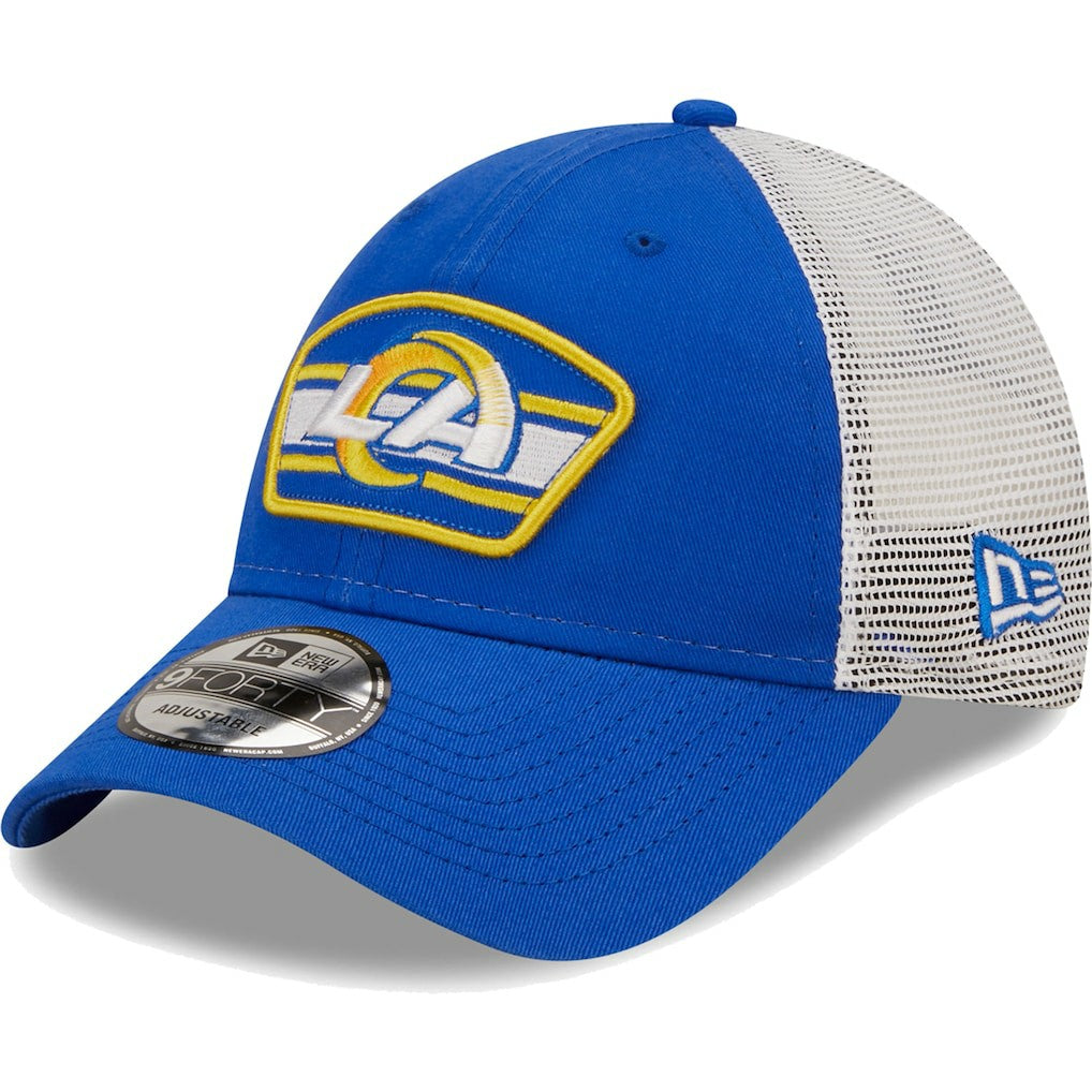 Los Angeles Rams New Era Logo Patch Trucker 9FORTY Snapback Hat - Royal/White Hats