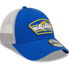 Los Angeles Rams New Era Logo Patch Trucker 9FORTY Snapback Hat - Royal/White Hats
