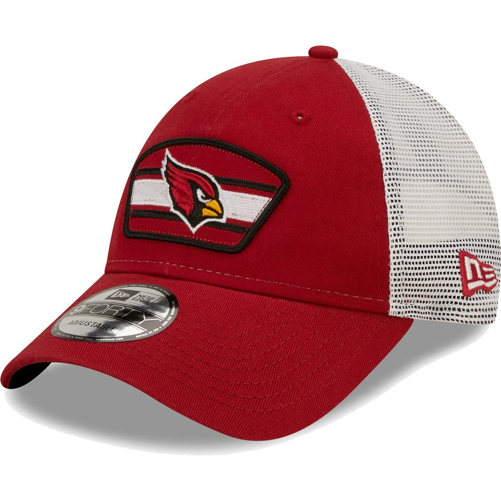 Arizona Cardinals New Era Logo Patch Trucker 9FORTY Snapback Hat - Cardinal/White Hats