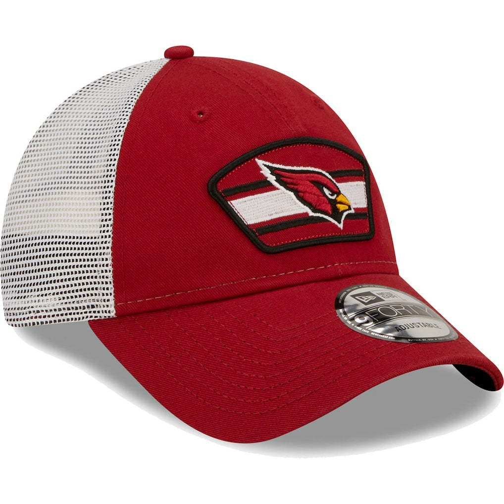 Arizona Cardinals New Era Logo Patch Trucker 9FORTY Snapback Hat - Cardinal/White Hats