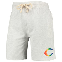 Cincinnati Reds Concepts Sport Mainstream Logo Terry Tri-Blend Shorts - Oatmeal Shorts