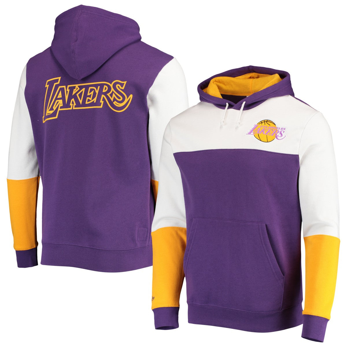 Los Angeles Lakers Hardwood Classics Fusion 2.0 Colorblock Pullover Hoodie Purple - Mitchell & Ness