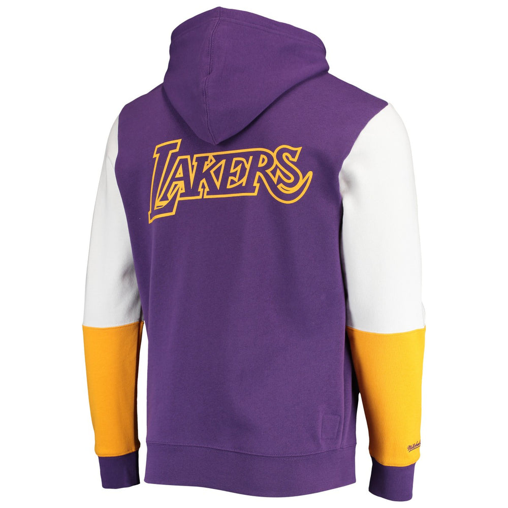 Los Angeles Lakers Hardwood Classics Fusion 2.0 Colorblock Pullover Hoodie Purple - Mitchell & Ness