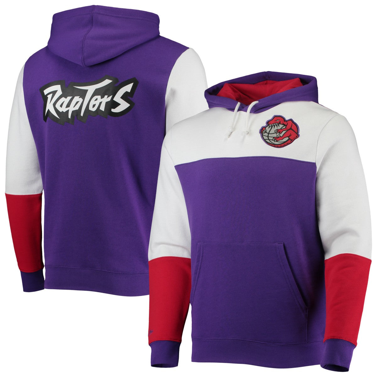 Toronto Raptors Hardwood Classics Fusion 2.0 Colorblock Pullover Hoodie Purple - Mitchell & Ness