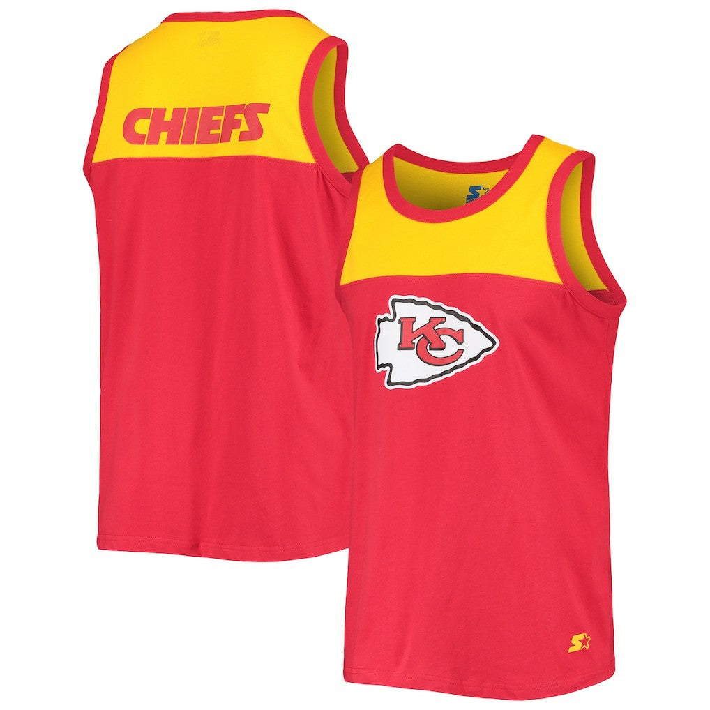 Kansas City Chiefs Starter Team Touchdown Fashion Tank Top - Red/Gold Tops