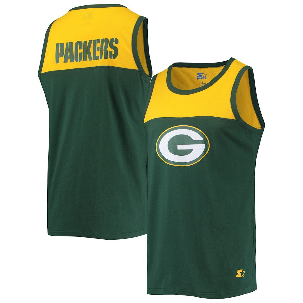 Green Bay Packers Starter Team Touchdown Fashion Tank Top - Green/Gold Tops
