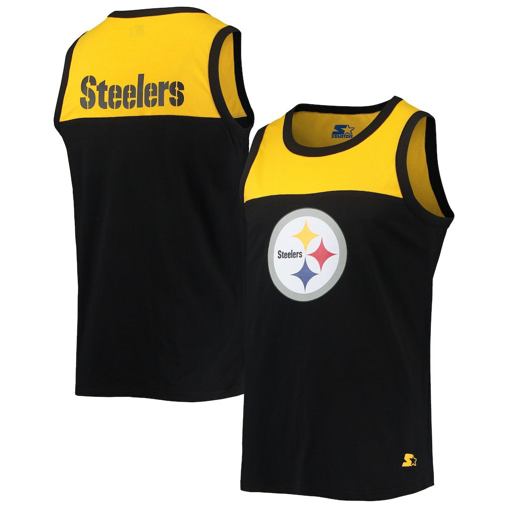 Pittsburgh Steelers Starter Team Touchdown Fashion Tank Top - Black/Gold Tops