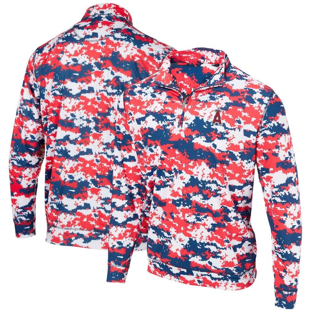 Los Angeles Angels Digital Camo Performance Quarter-Zip Pullover Jacket - Red Jackets