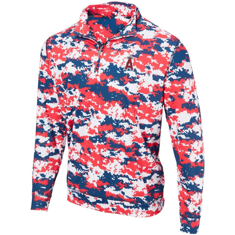 Los Angeles Angels Digital Camo Performance Quarter-Zip Pullover Jacket - Red Jackets