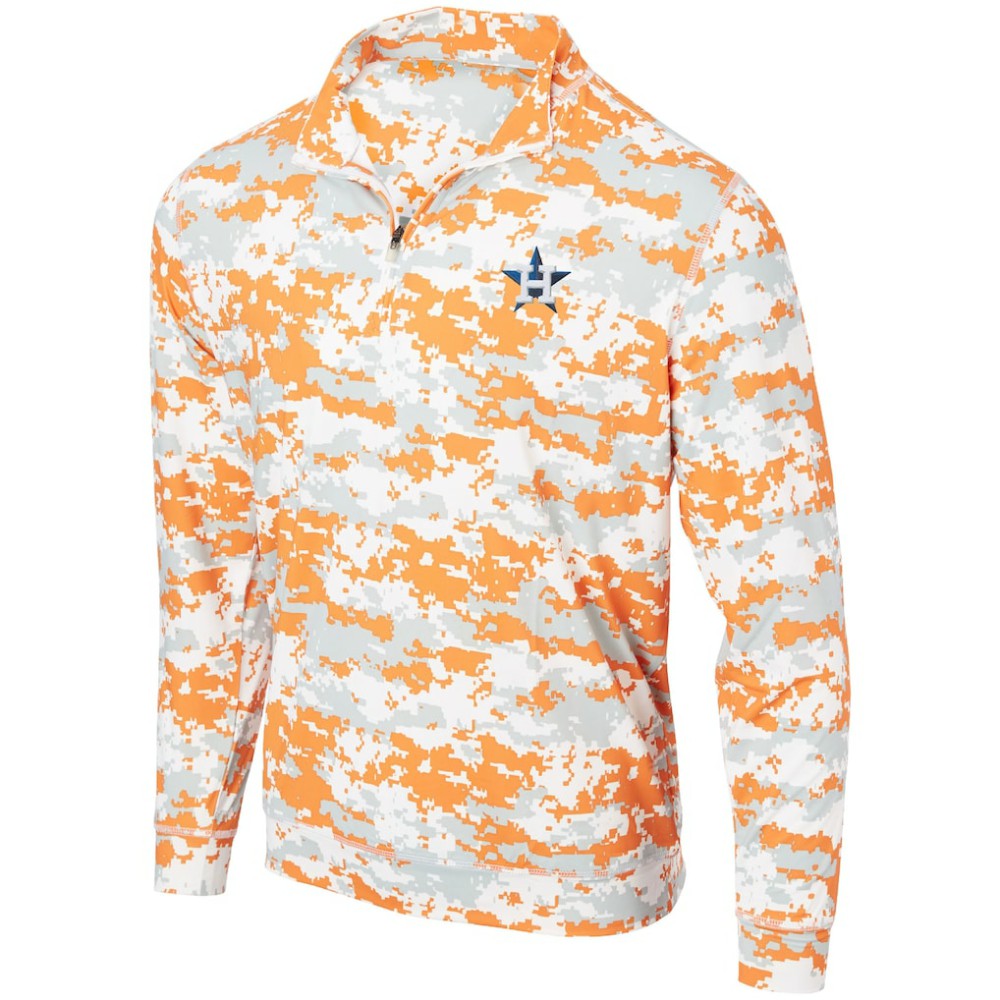 Houston Astros Digital Camo Performance Quarter-Zip Pullover Jacket - Orange Jackets